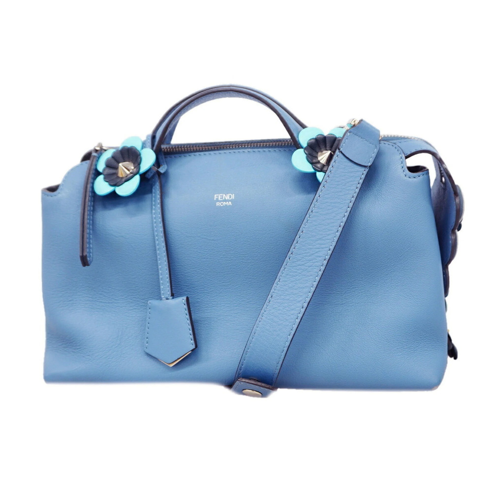 Fendi By The Way Leather Handbag, Blue, 2-way bag for women, OP027089